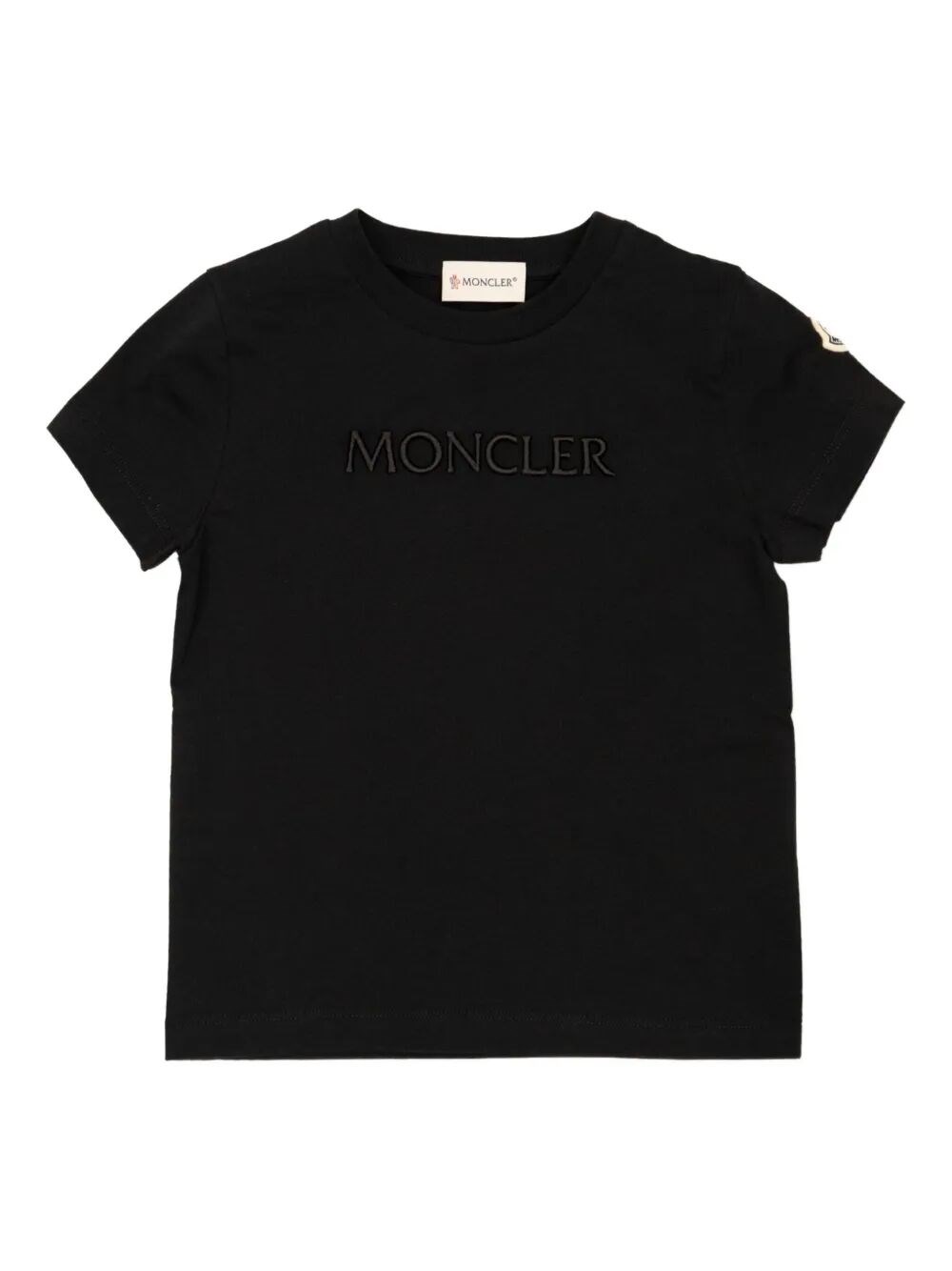 Moncler Kids Girls Black Cotton T-Shirt With Logo