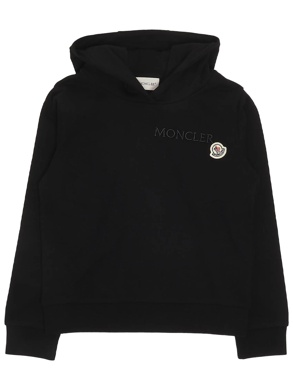 Moncler Kids Girls Black Hoodie With Logo Embroidery
