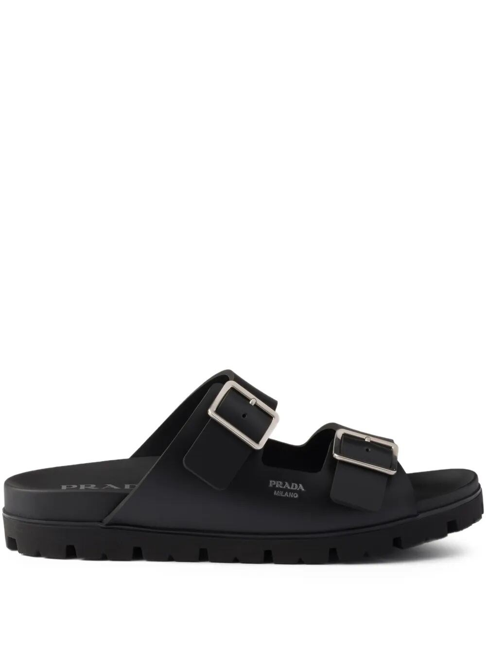 Prada Men's Black Sandals With Double Buckle