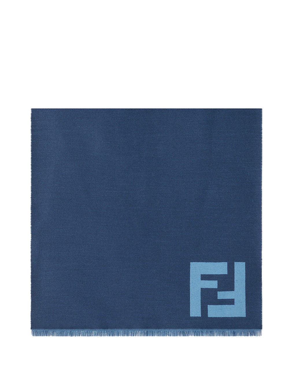 Fendi Men's Blue Bicolore Jacquard Wool Scarf With Macro Ff