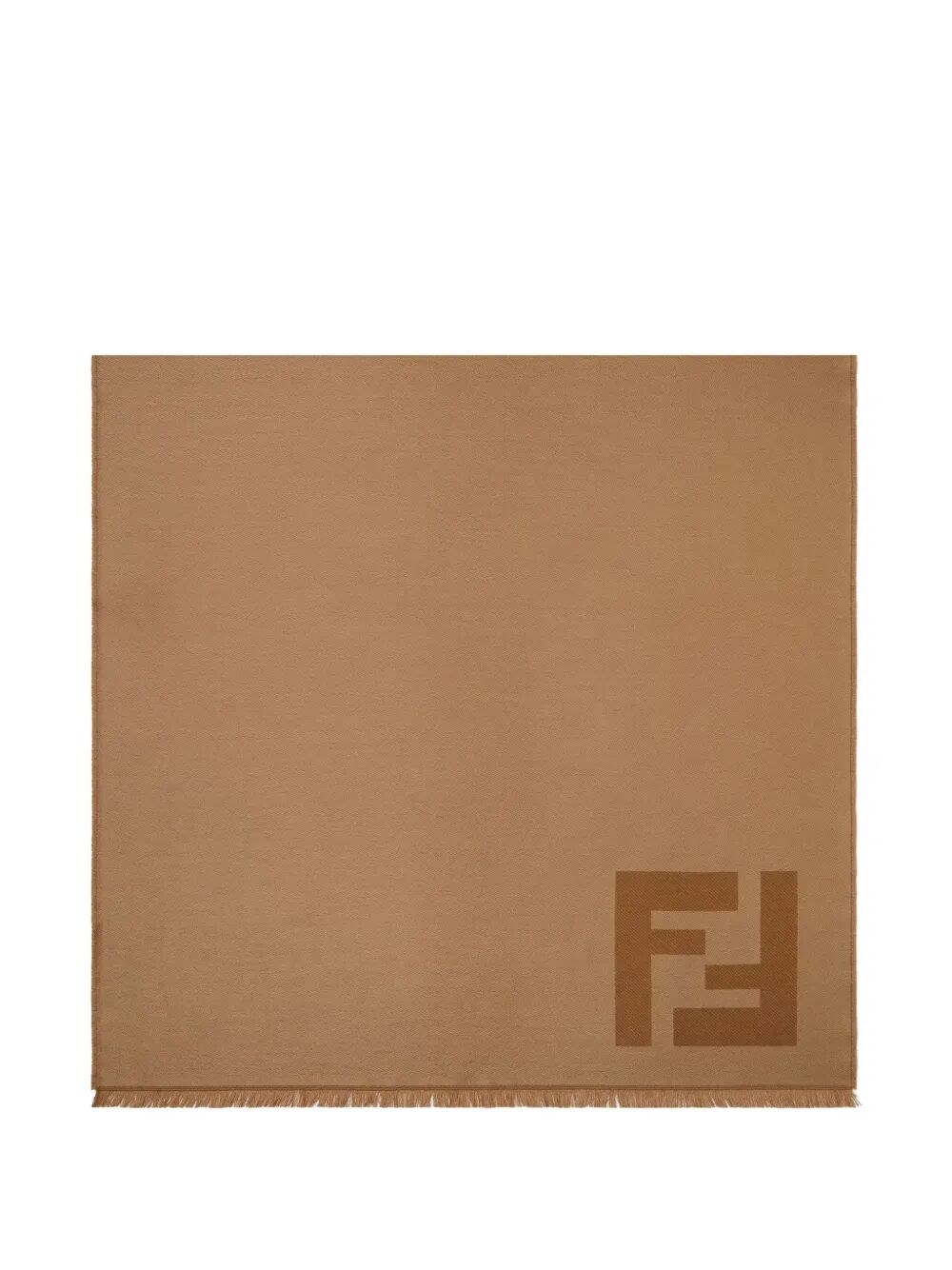 Fendi Men's Brown Bicolore Jacquard Wool Scarf With Macro Ff