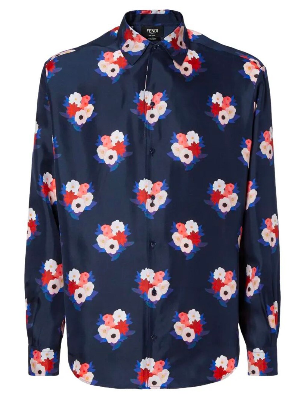 Fendi Men's Blue Bou Silk Shirt