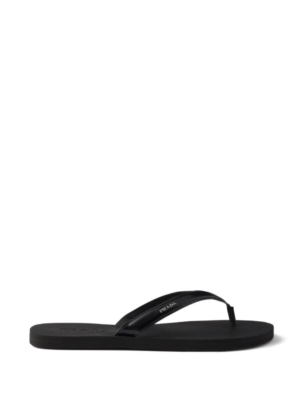 Prada , Flip Flops, Male, Black, 8 Uk, Brushed Leather Flip-Flops - Image 4