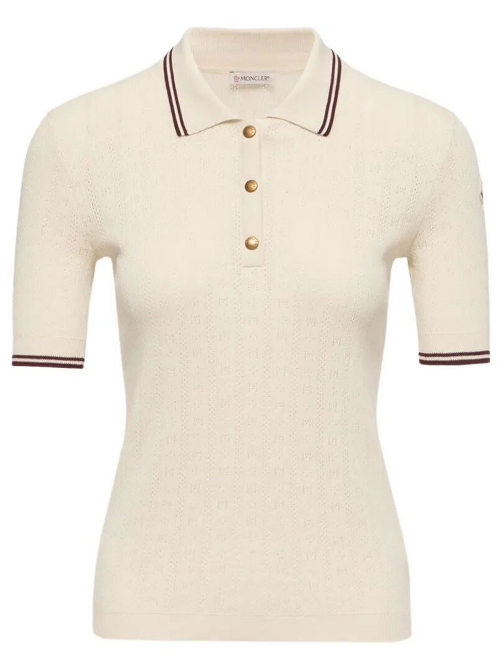 Moncler Women's Nude & Neutrals Rhombus And Logo Pattern Cotton Polo Shirt