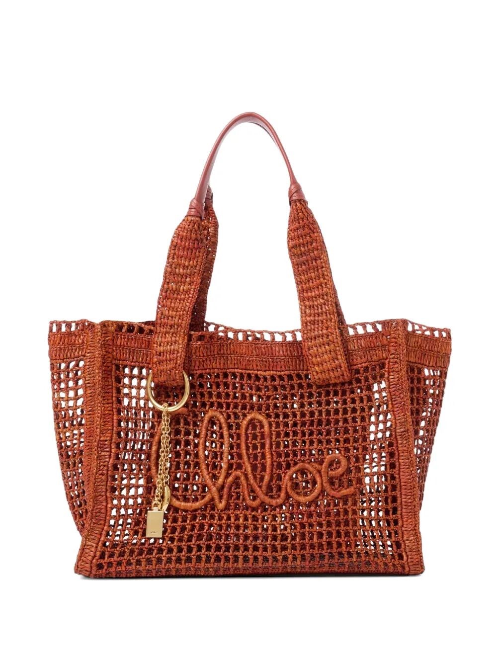 Chloé Women's Brown East-West Summer Banana Tote Bag In Raffia