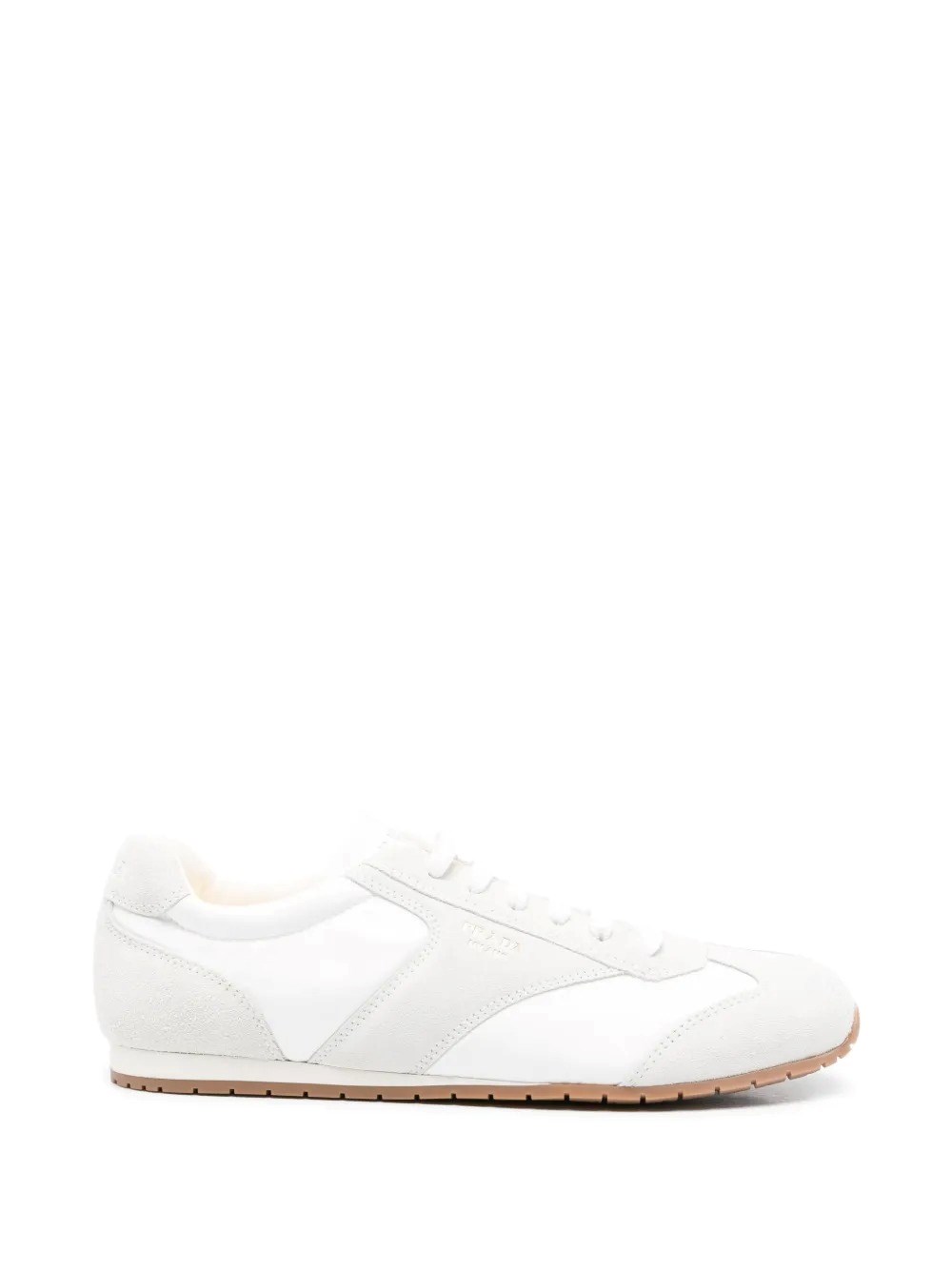 Prada Men's White Fabric And Suede Sneakers