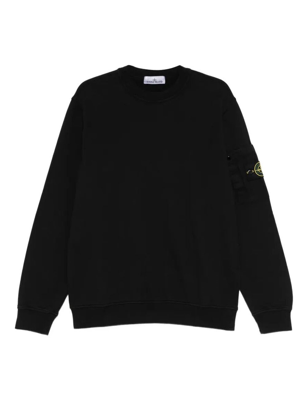 Stone Island Men's Black Regular Fit Crewneck Midweight Sweatshirt With Pocket