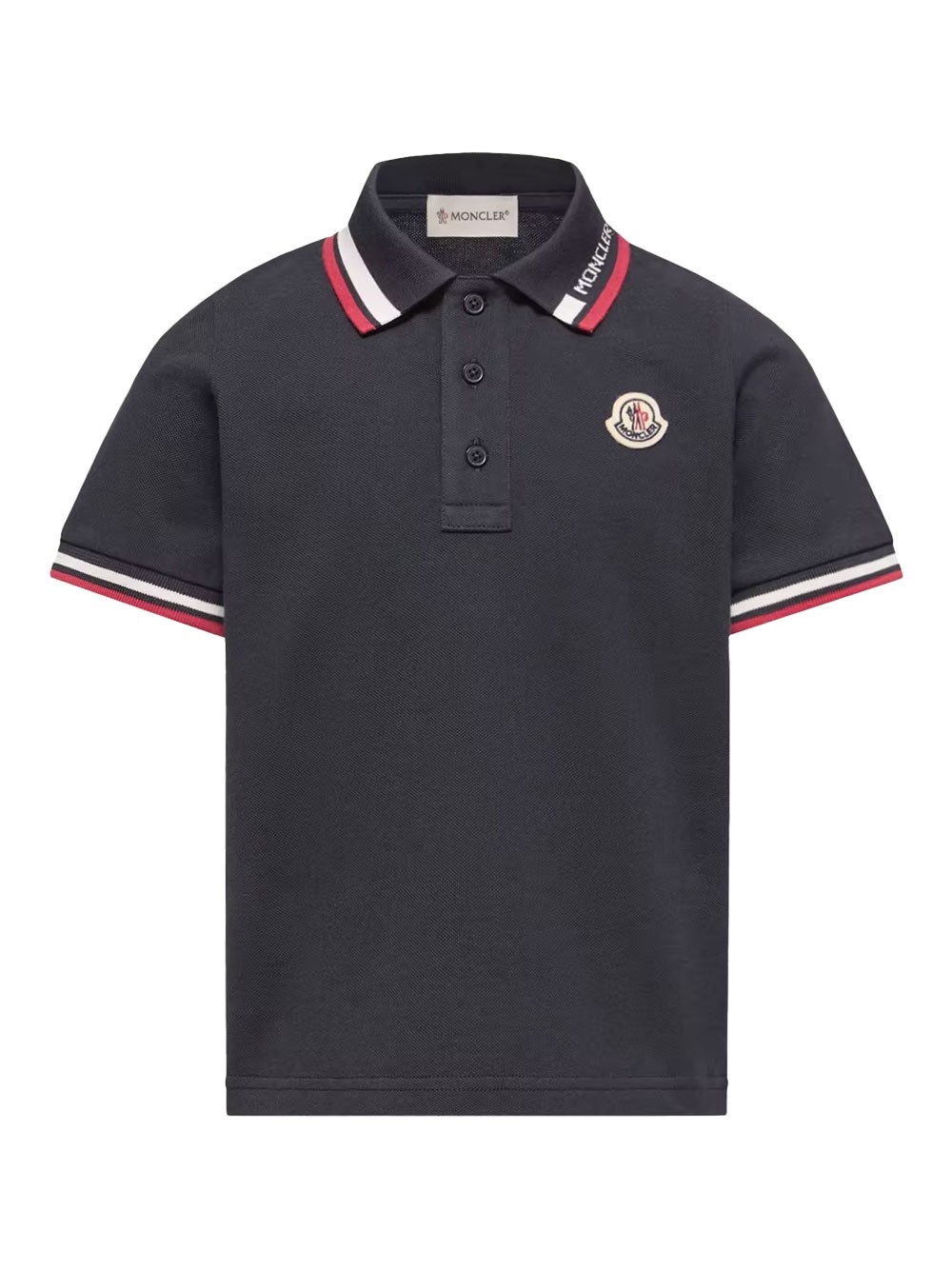 Moncler Kids Boys Blue Tricolour-Trimmed Cotton Piqué Polo Shirt