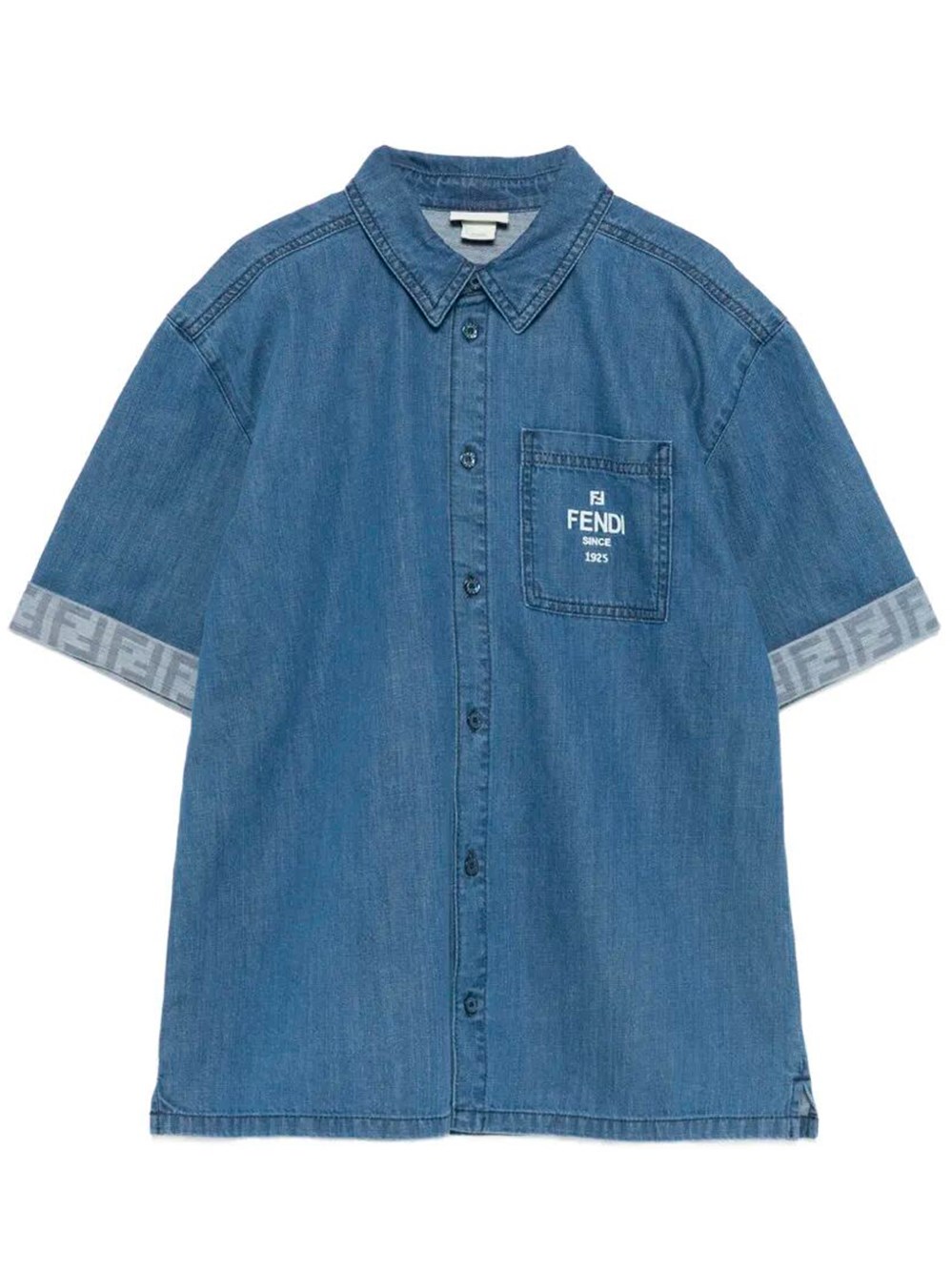 Fendi Kids Boys Blue Denim Shirt