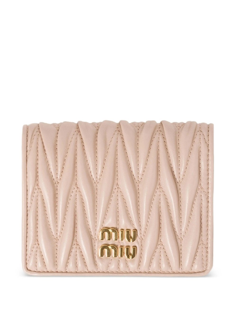 Miu Miu Women's Nude & Neutrals Small Matelassé Nappa Leather Wallet With Snap Closure