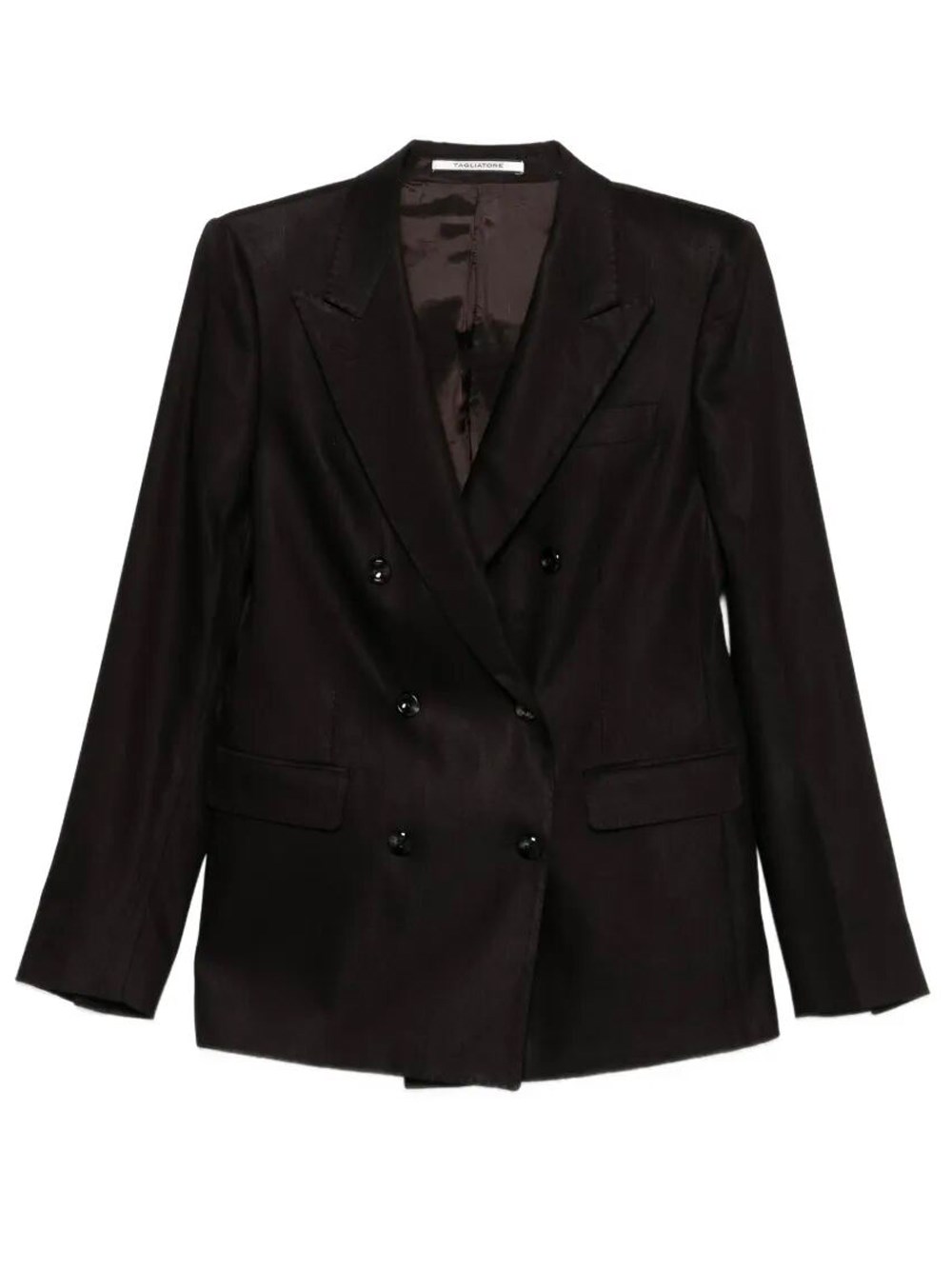 Tagliatore Double-breasted Paris Jacket In Linen Blend In Brown