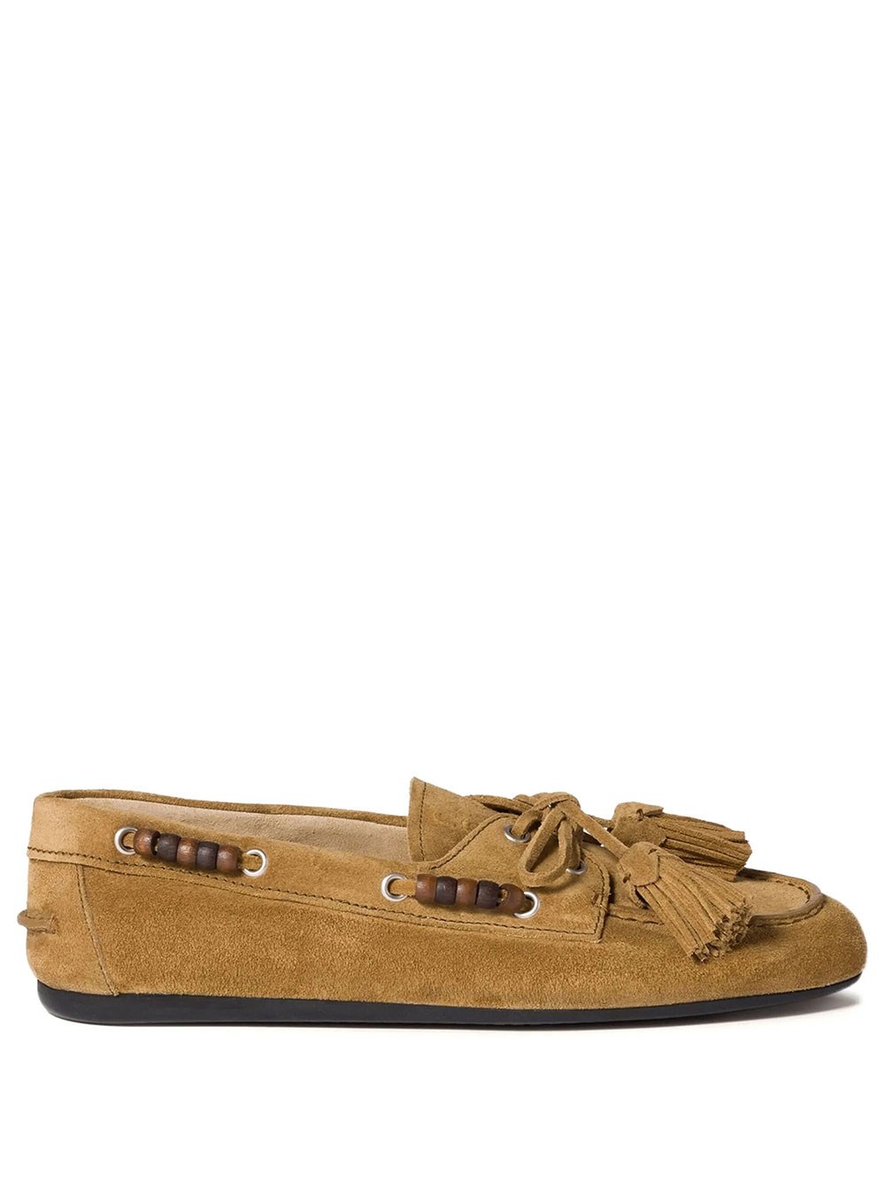Miu Miu Women's Green Suede Deck Loafers