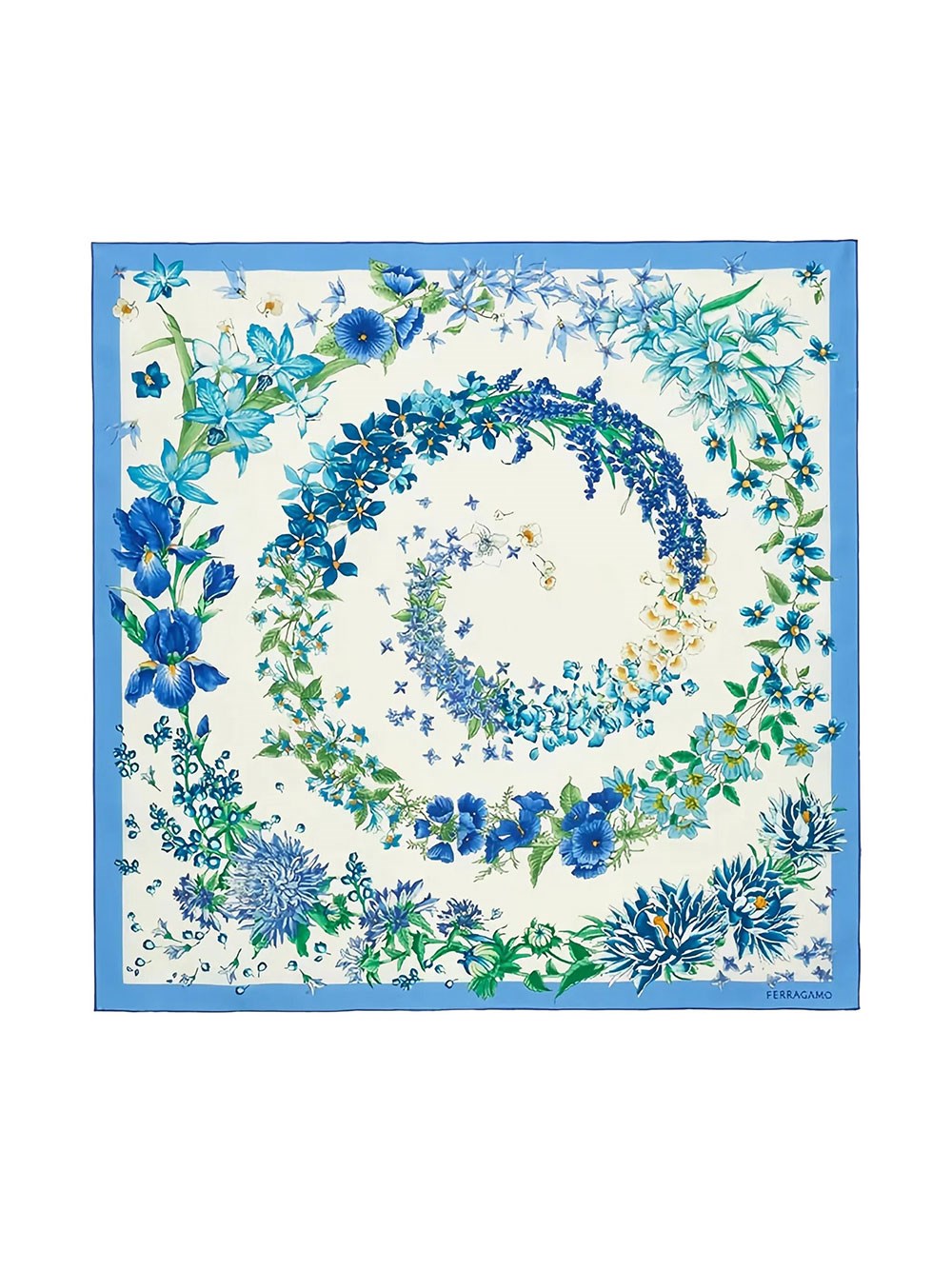 Ferragamo Women's Blue Silk Scarf Spring Print