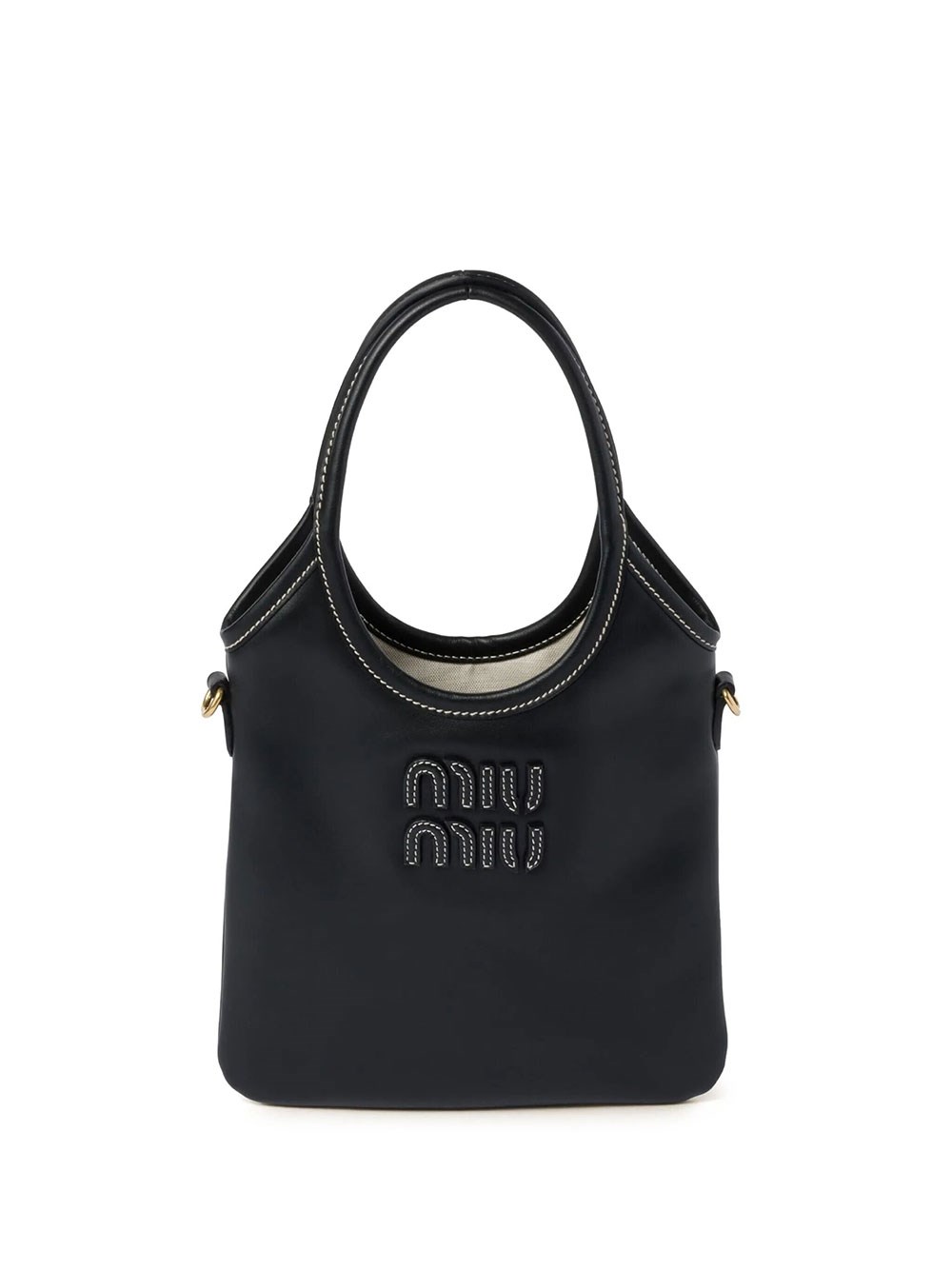 Miu Miu Ivy Mini Leather Hand Bag In Black