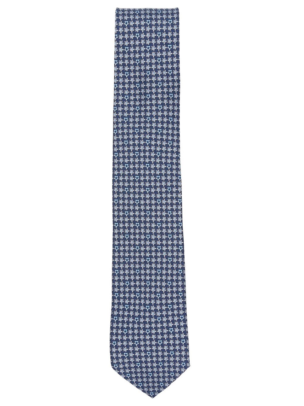 Ferragamo Men's Blue Turtle Print Silk Tie