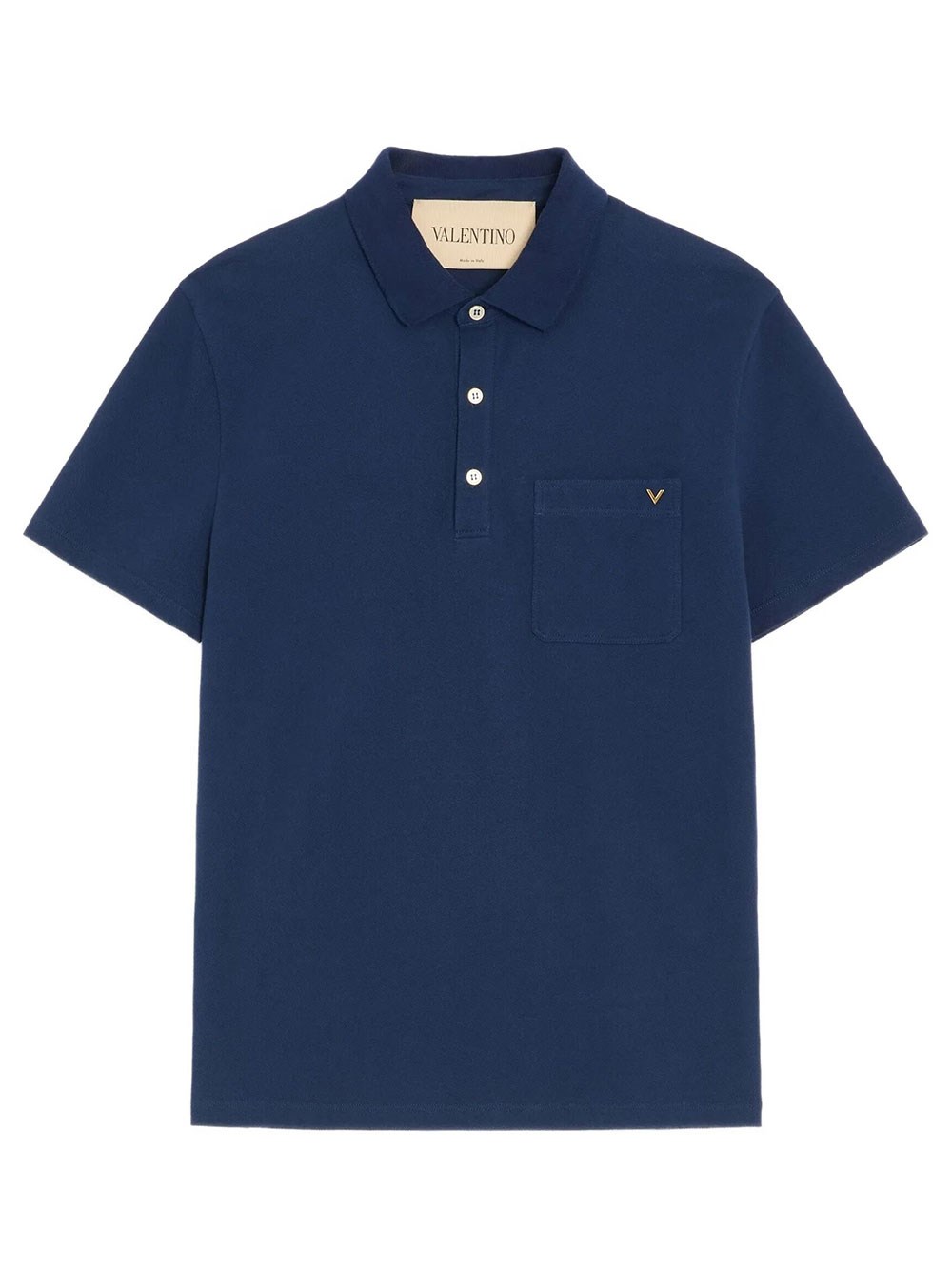 Valentino Garavani Men's Blue Valentino Cotton Piqué Polo With Vgold