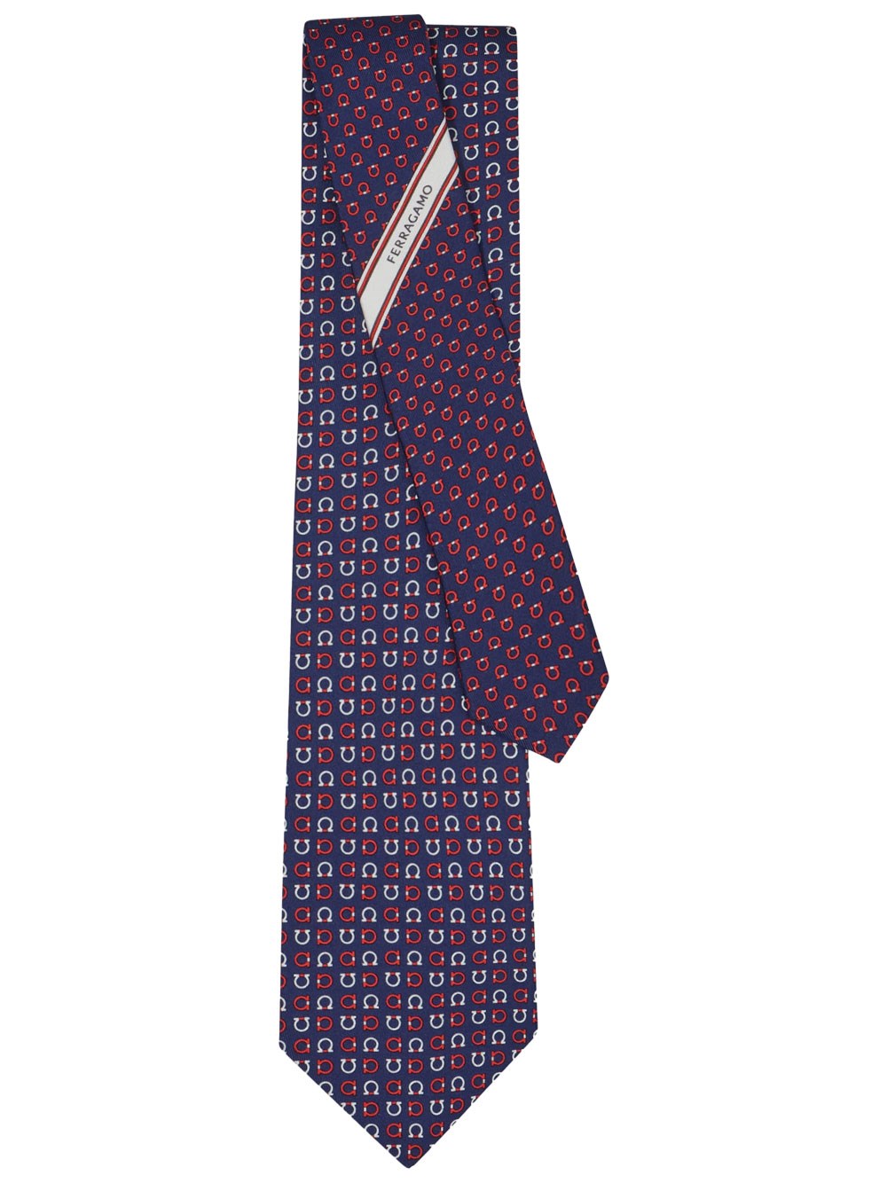 Ferragamo Men's Blue Silk Tie With Gancini Print
