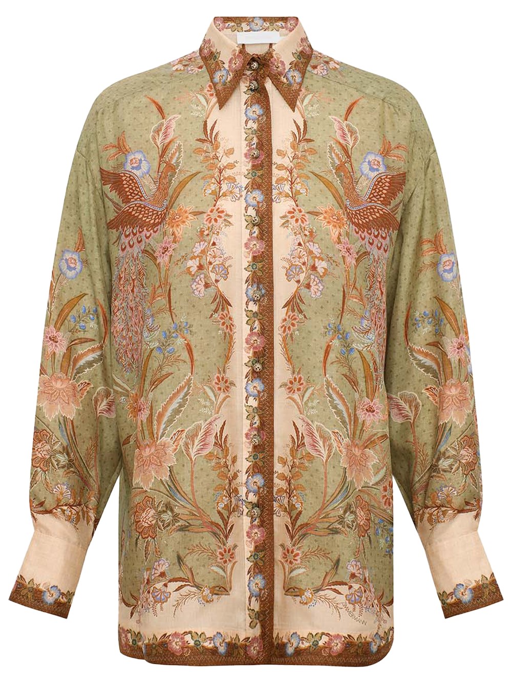 Zimmermann Women's Green Indra Shirt With Soft Cut In Silk
