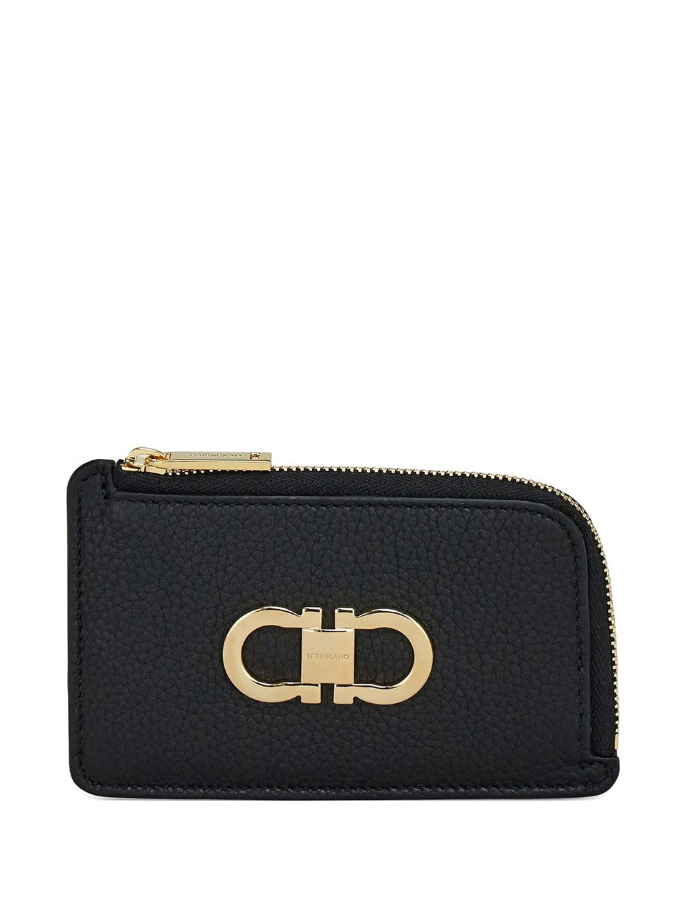 Ferragamo Women's Black Double Gancini Cardholder With Zip
