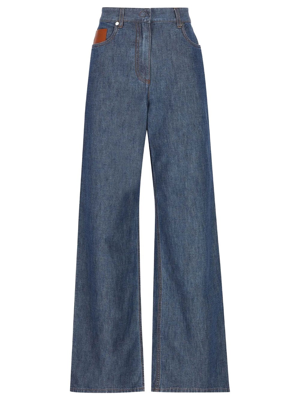Fendi Women's Blue Long Chambray Jeans