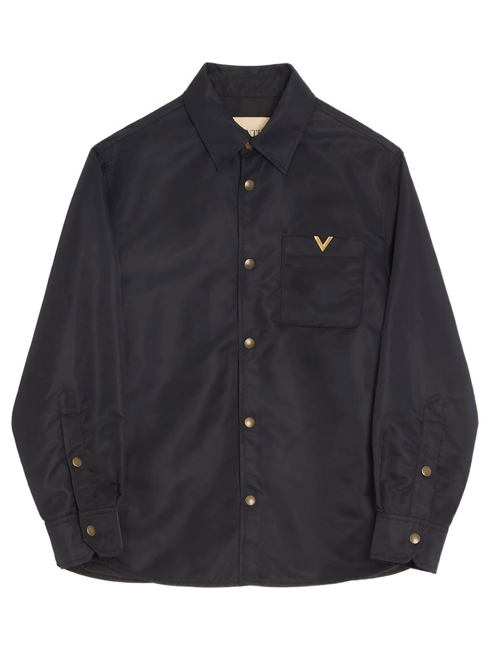 Valentino Garavani Men's Black Shirt Jacket Valentino In Nylon With Vgold