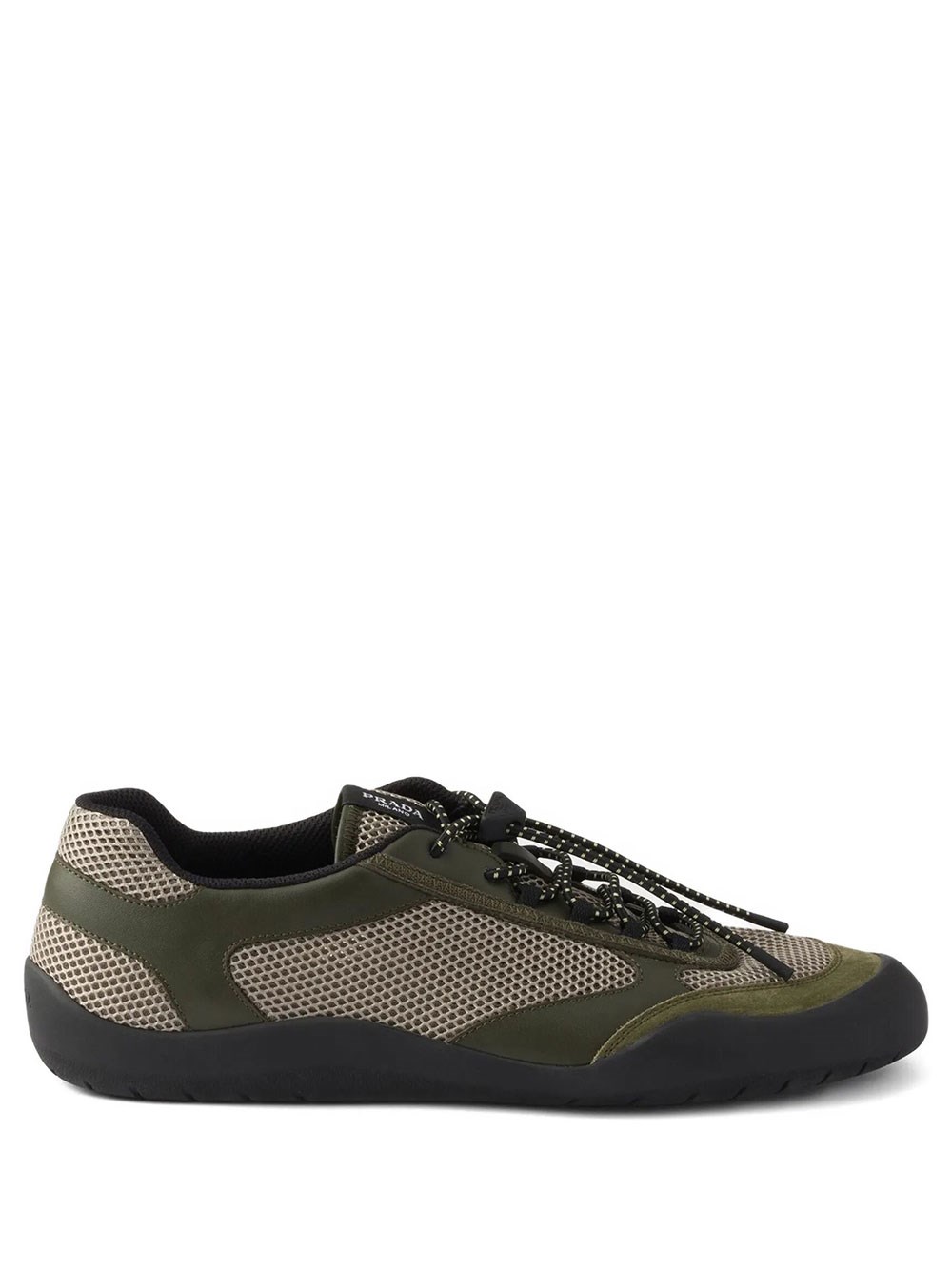 Prada Men's Green Sneakers Speedrock In Leather And Mesh Fabric