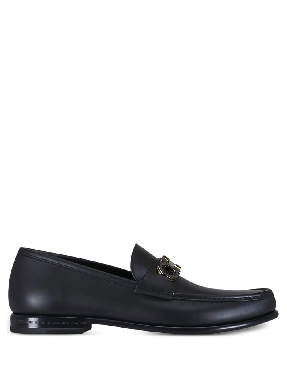 Ferragamo Men's Black Avril Loafers Gancini Ornat