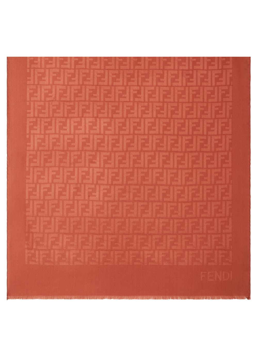 Fendi Women's Red Silk Stole Ff Rust Color