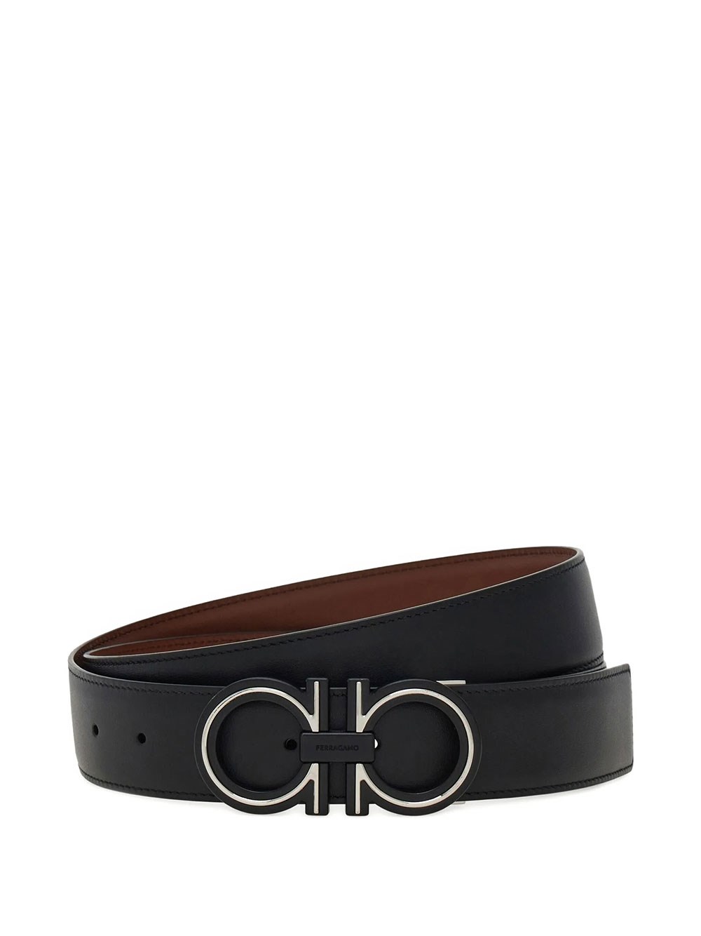 Ferragamo Uomo Nero Cintura Reversibile E Regolabile Gancini