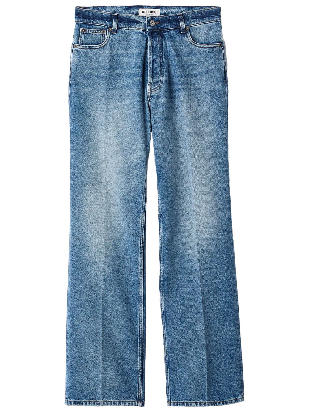 Miu Miu Women's Blue Washed Denim Pants
