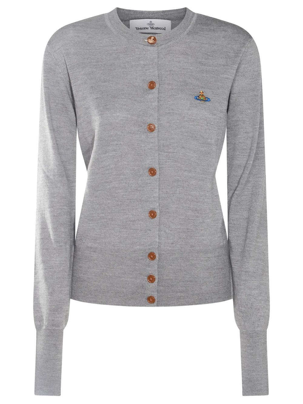 Vivienne Westwood Bea Crew Neck Ribbed Knit Cardigan In White
