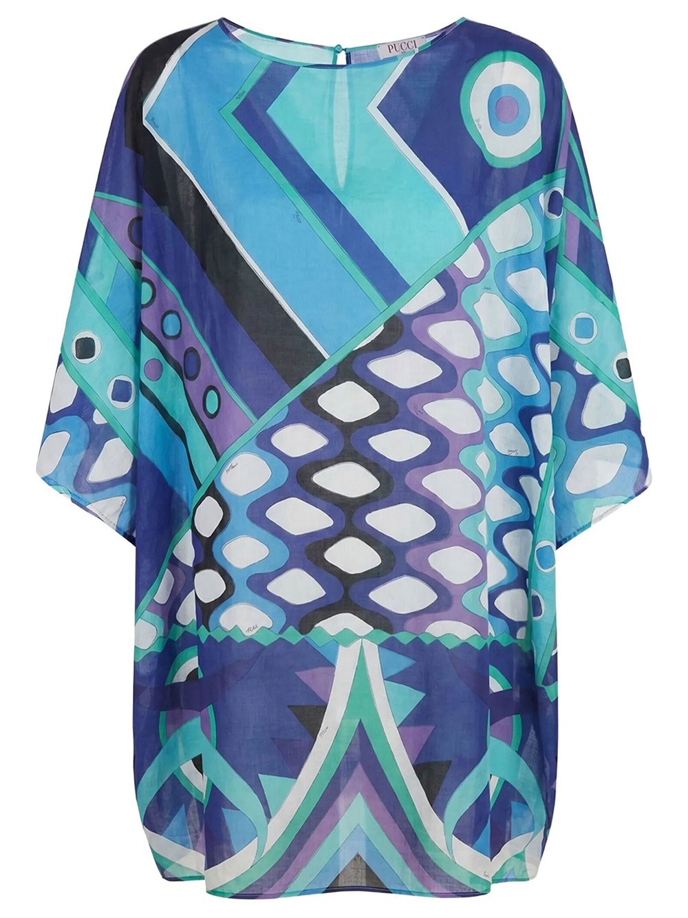 Pucci Cotton Kaftan Vivara Print In Blue