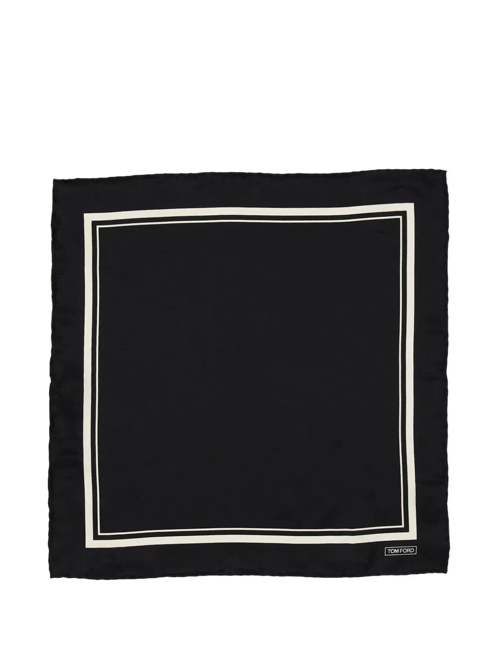 Tom Ford Men's Black Pocket Square Tonal Frame In Silk