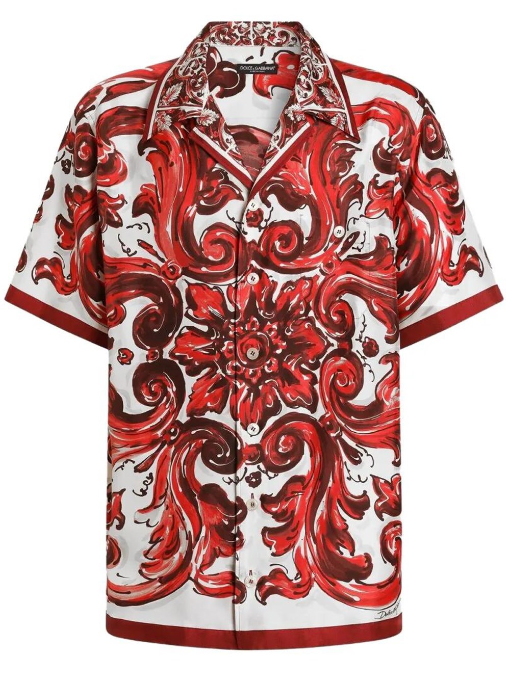 Dolce & Gabbana Men's Multi Hawaiian Shirt In Silk Twill Maiolica Print