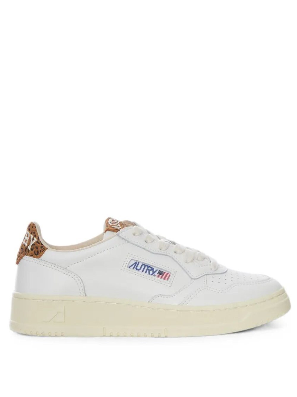 Autry Women's White Medalist Low Sneakers In /Leopard-Print Leather - Image 3
