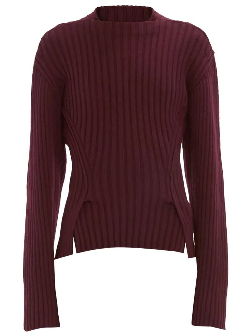 Victoria Beckham Women's Pink & Purple Merino Wool Ribbed Sweater