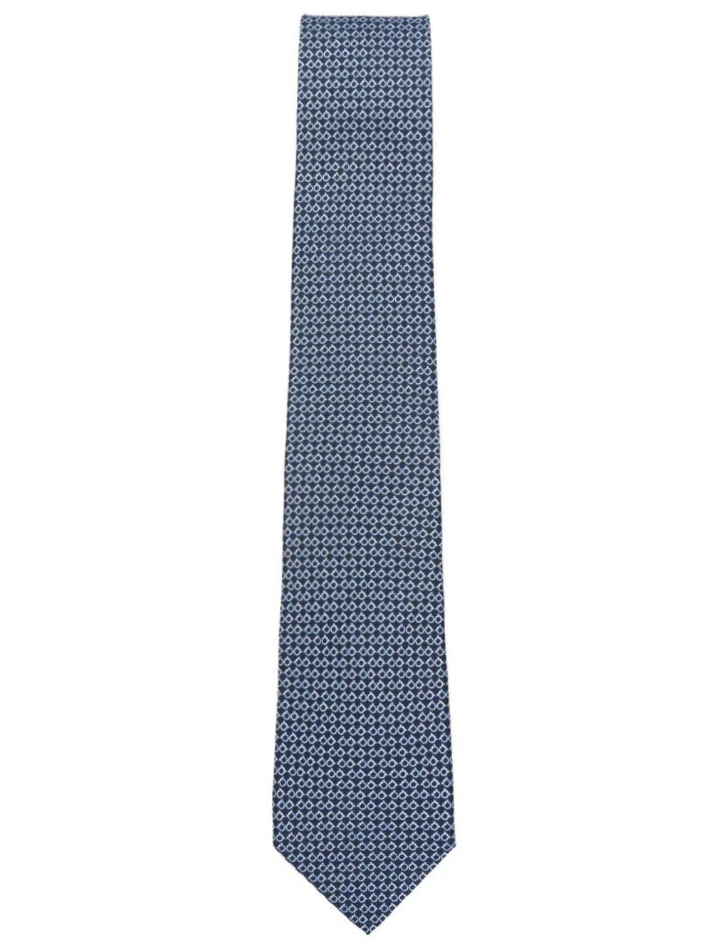 Ferragamo Men's Blue Silk Tie Gancini Square Print