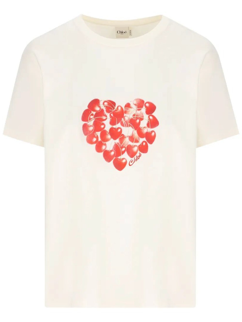 Chloé Women's White Cotton T-Shirt With Cherries Print