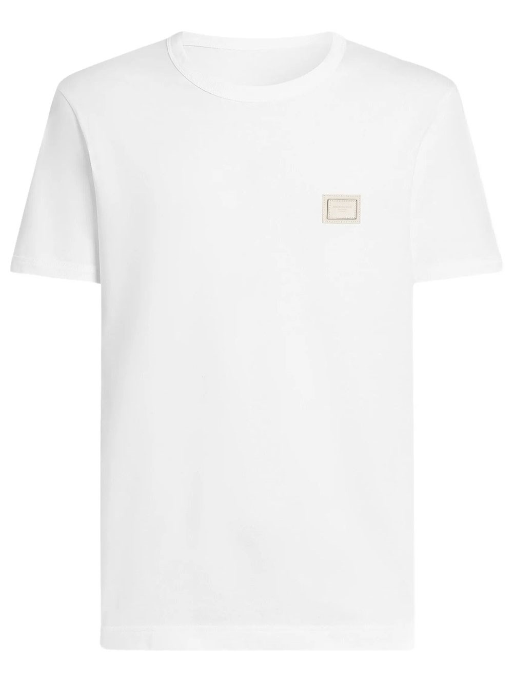 Dolce & Gabbana Men's White Cotton T-Shirt With Plaque