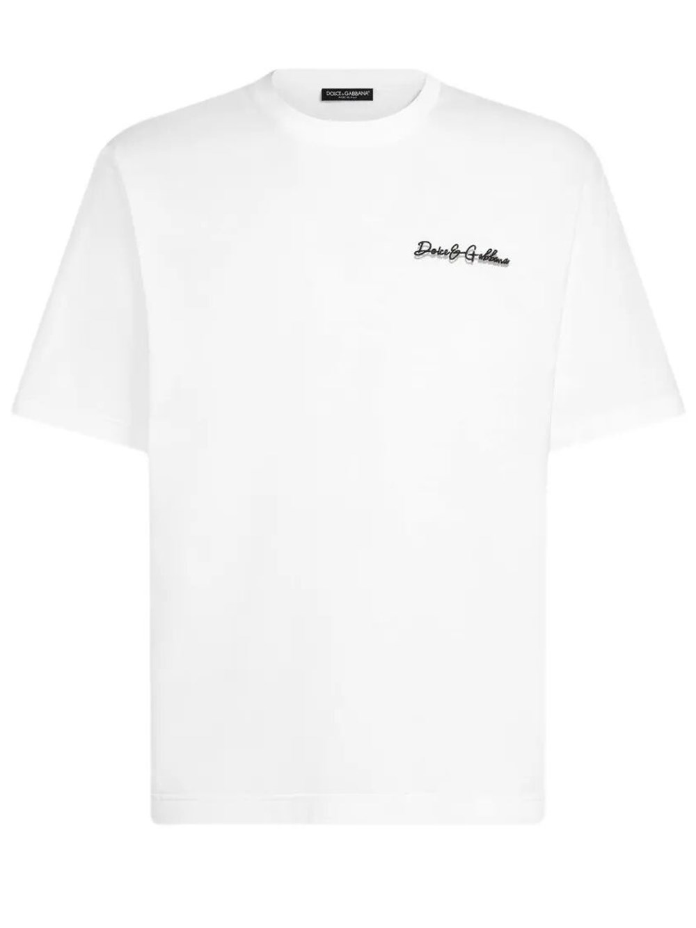 Dolce & Gabbana Men's White Cotton T-Shirt With Embroidered Logo