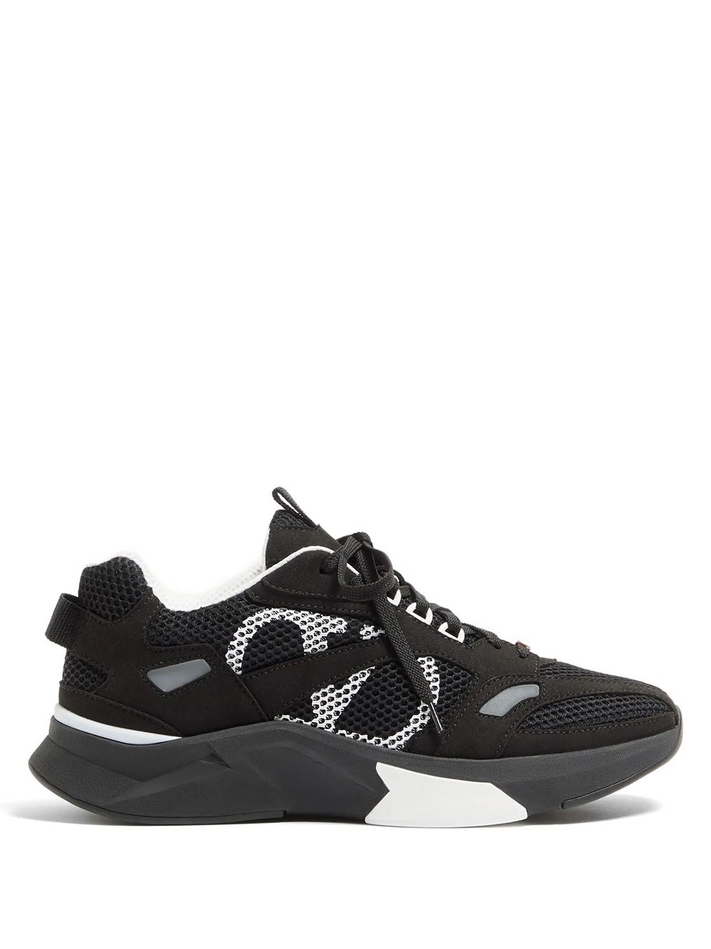 Valentino Garavani Men's Black Demivee Sneakers In Mesh Fabric With Suede Details