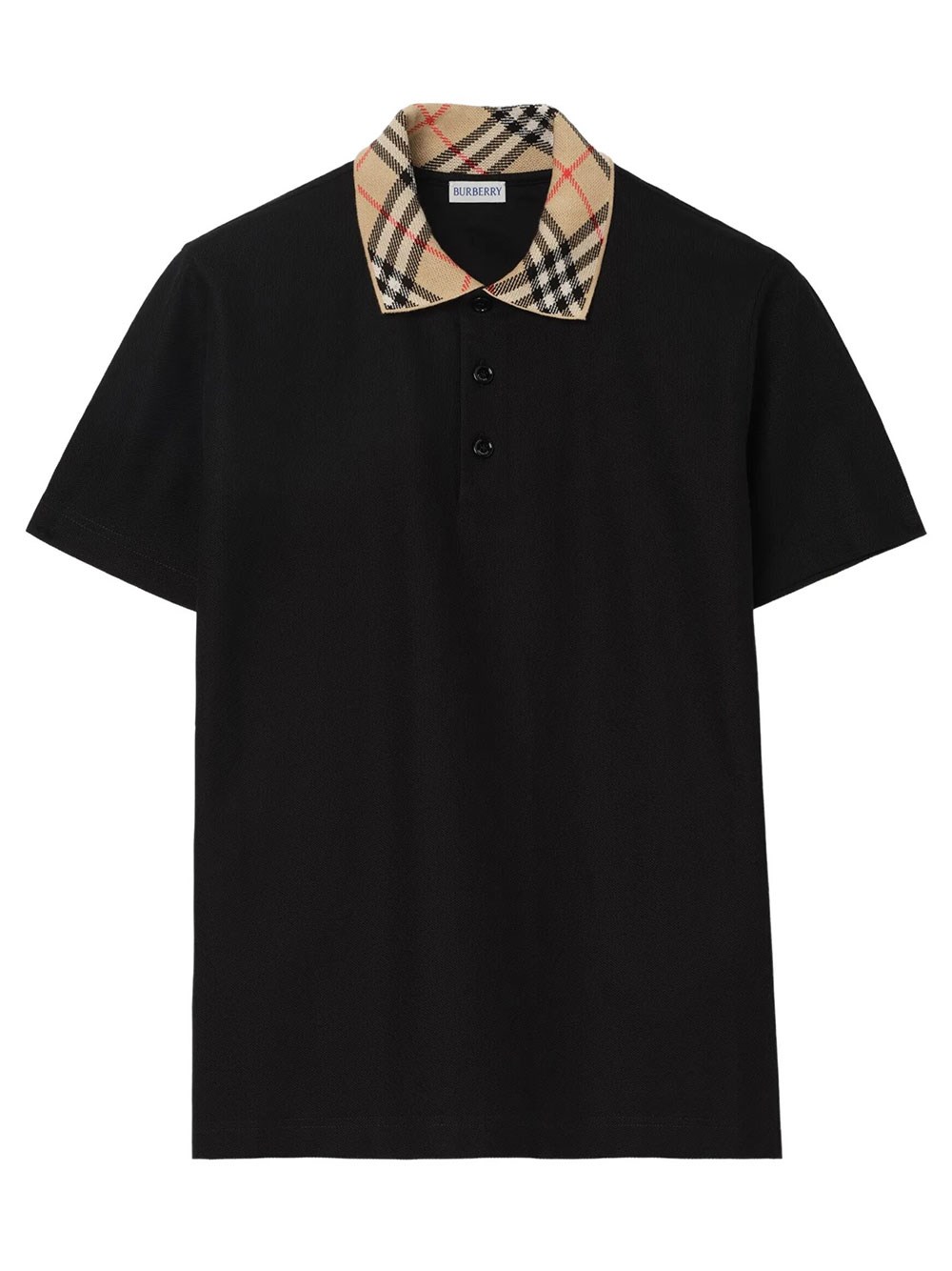 Burberry Uomo Nero - Polo In Piqué Di Cotone Con Colletto A Scacchi Cody - Tops - Xl - Immagine 3