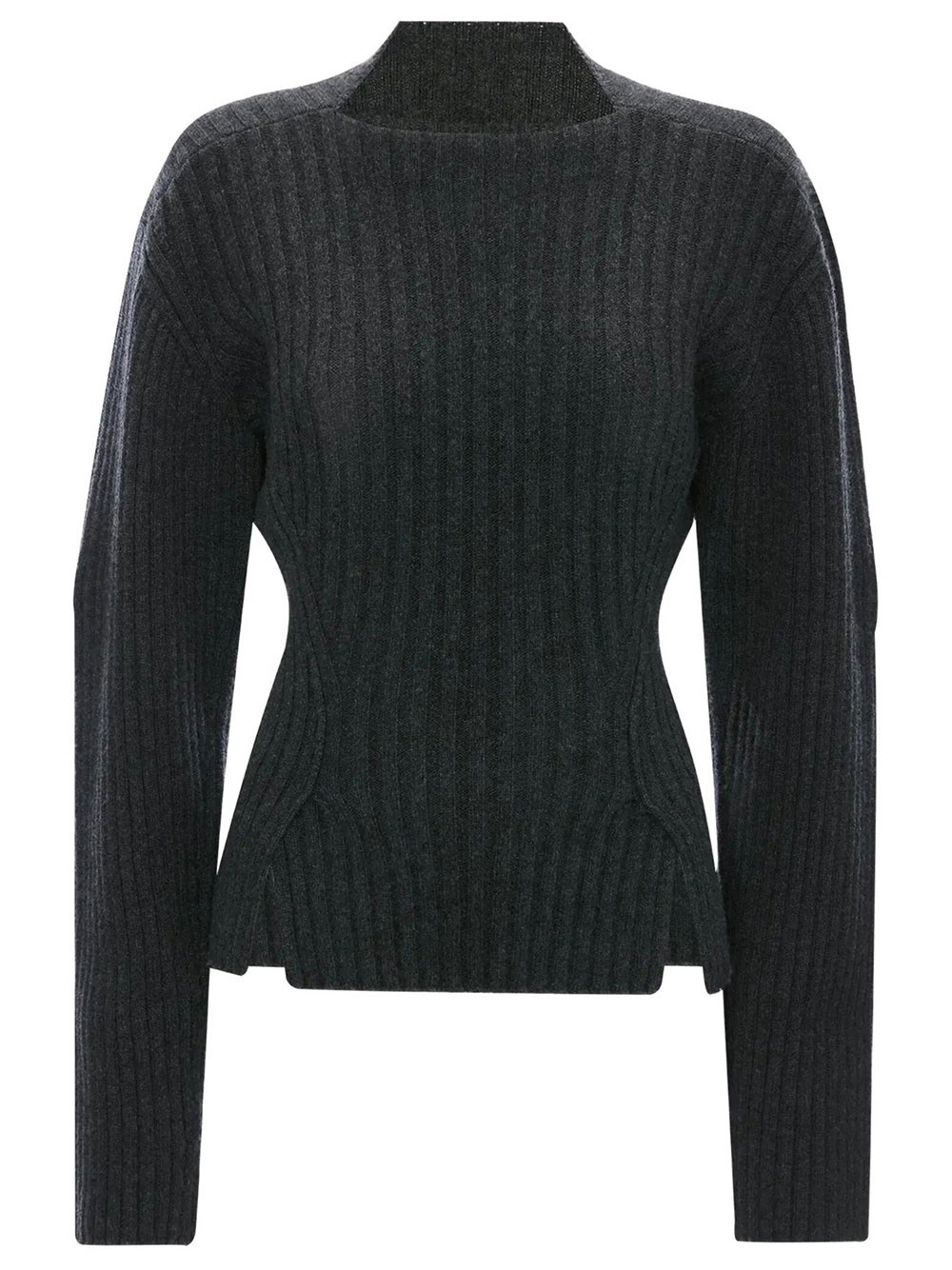Victoria Beckham Women's Grey Merino Wool Ribbed Sweater
