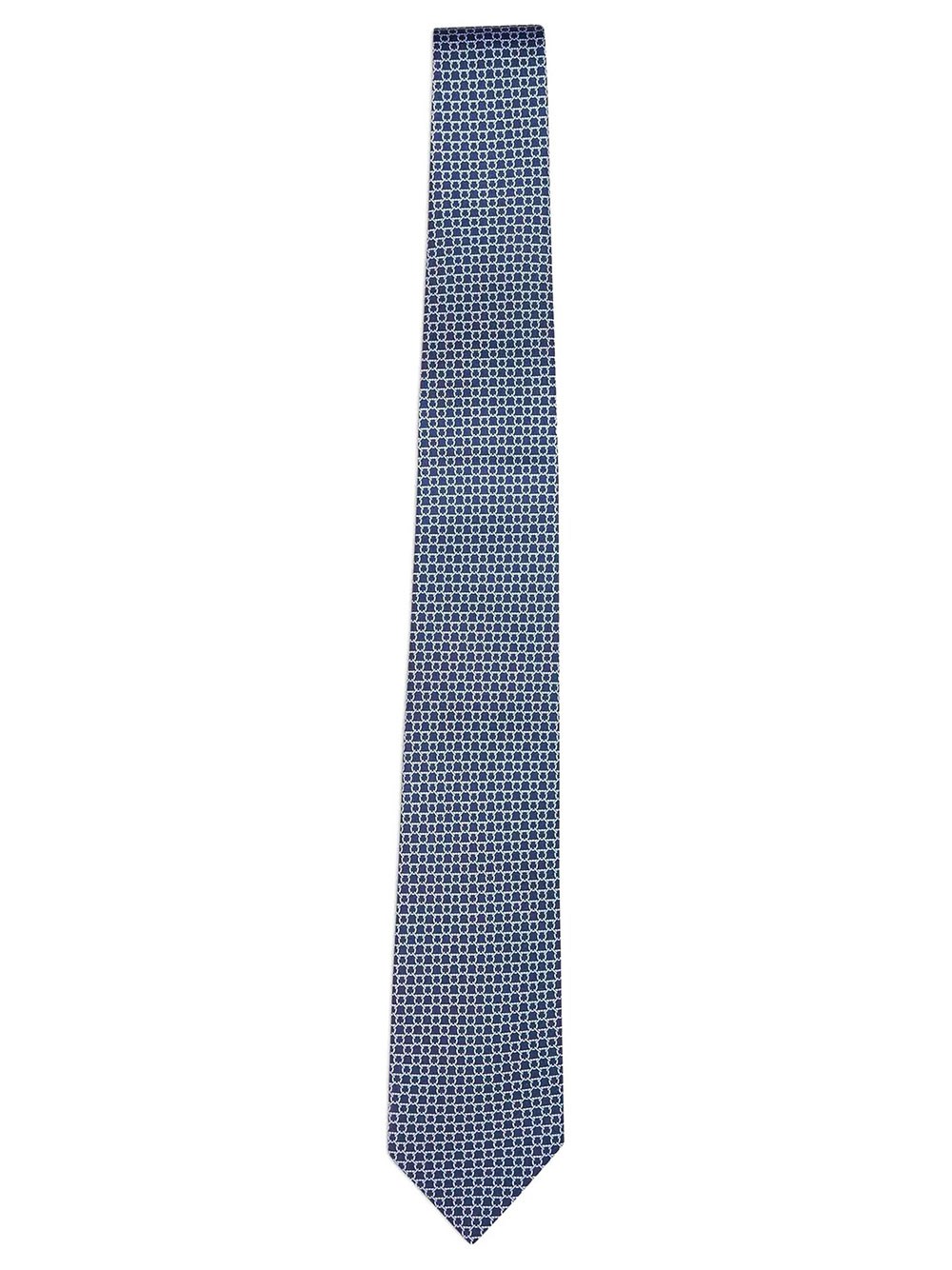 Ferragamo Men's Blue Silk Tie Link Print