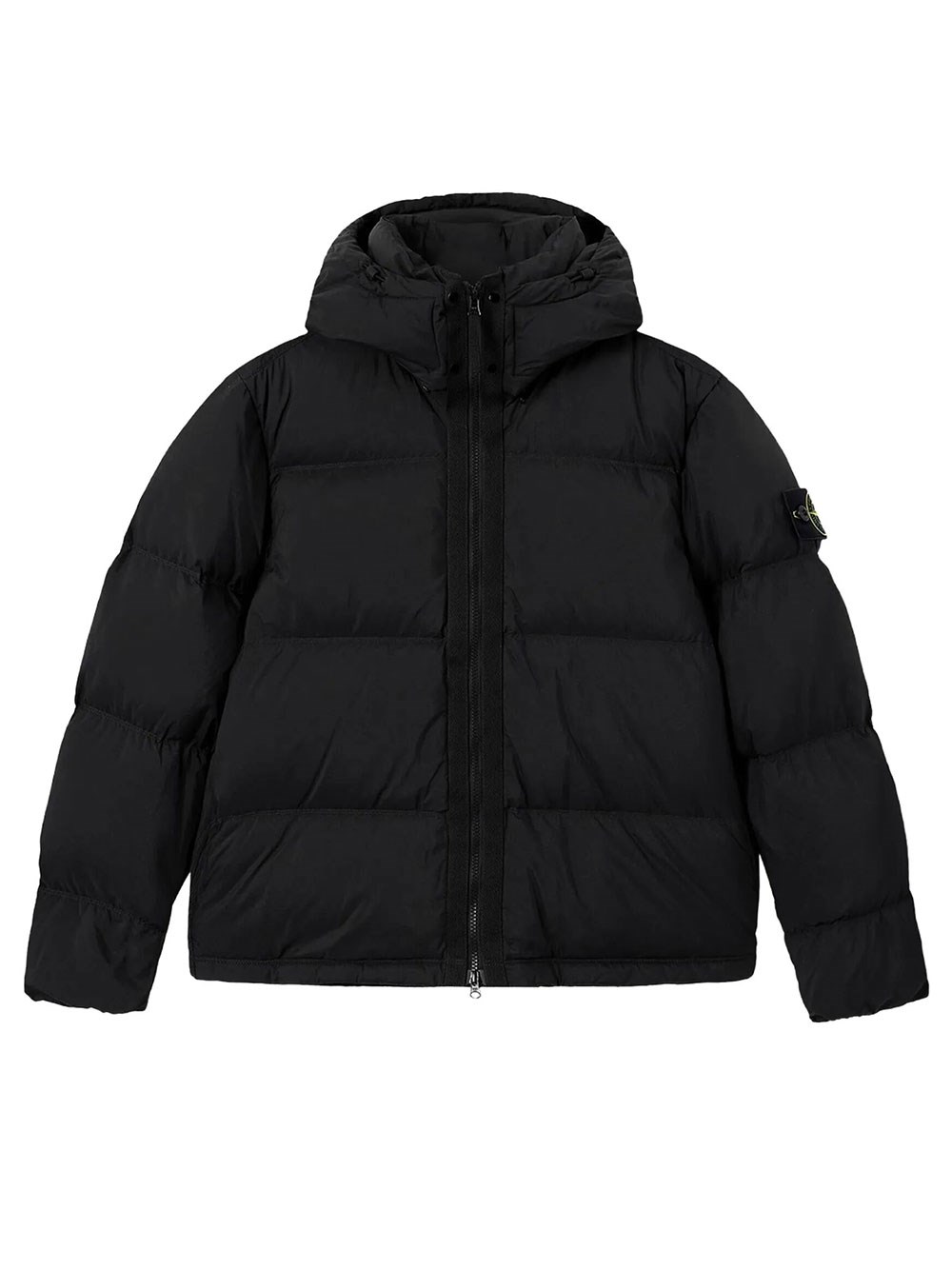 Stone Island Men's Black Ripstop Down Jacket With Removable Hood
