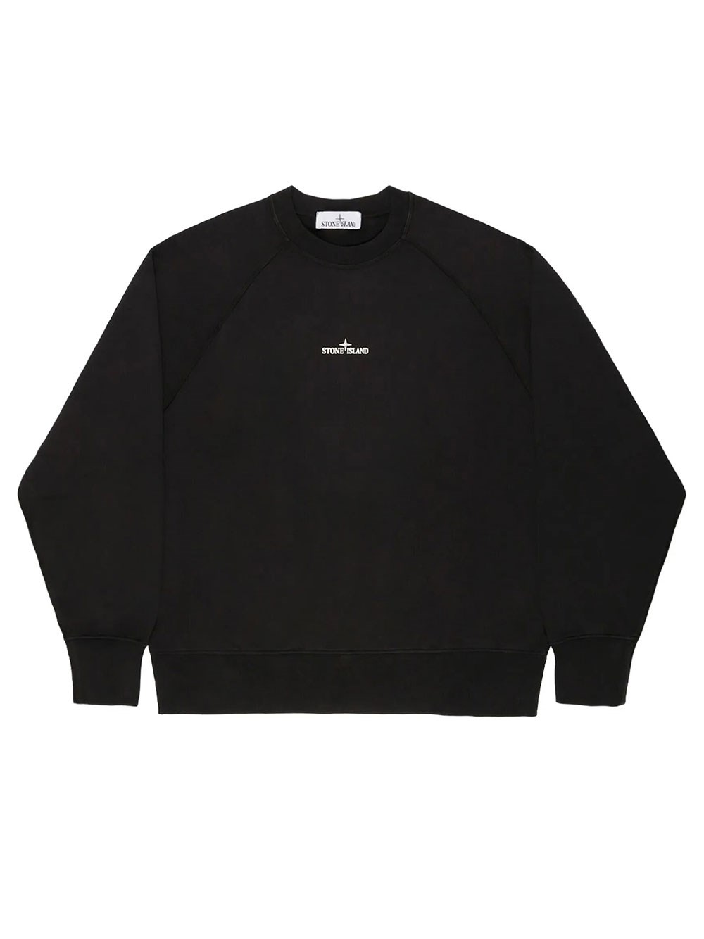 Stone Island Men's Black Crewneck Cotton Sweatshirt With "Desert" Print