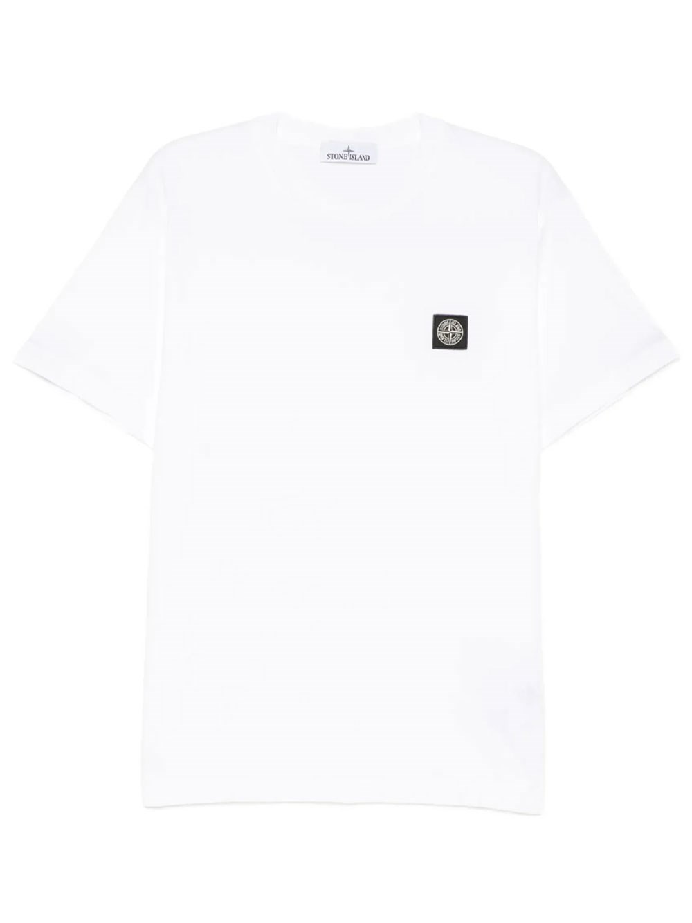 Stone Island Men's White Slim Fit T-Shirt With Compass Patch