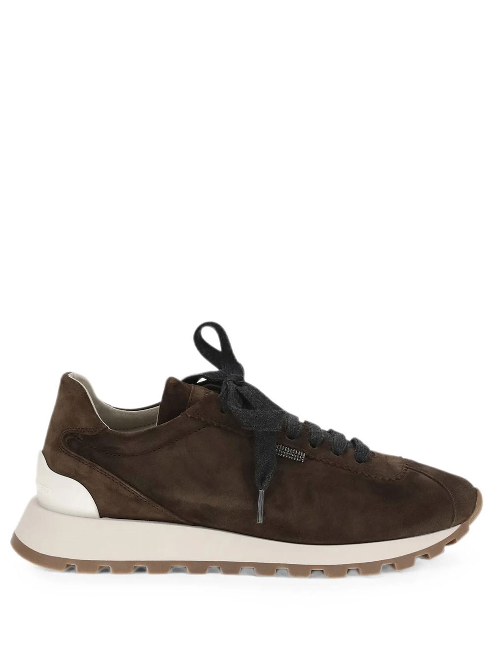 Brunello Cucinelli Women's Brown Suede Runners With Shiny Tab