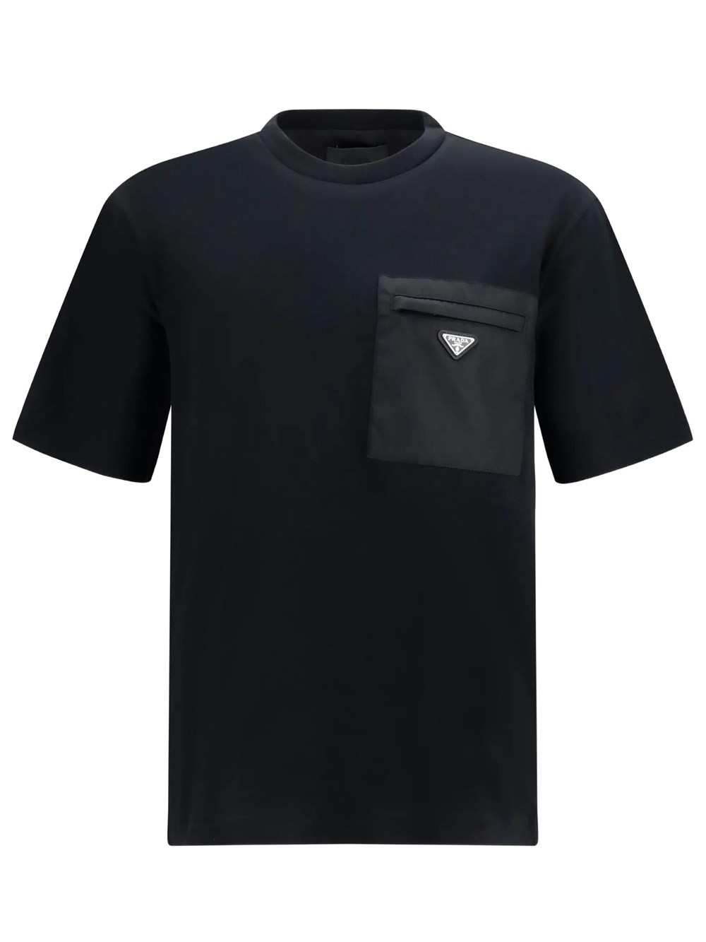 Prada Jersey And Re-nylon T-shirt In Black