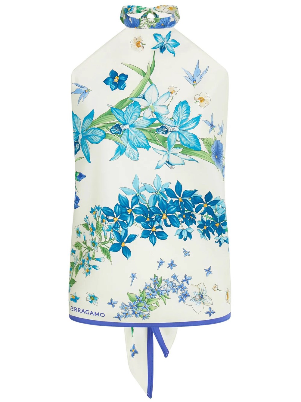 Ferragamo Women's Blue Scarf Top Spring Print